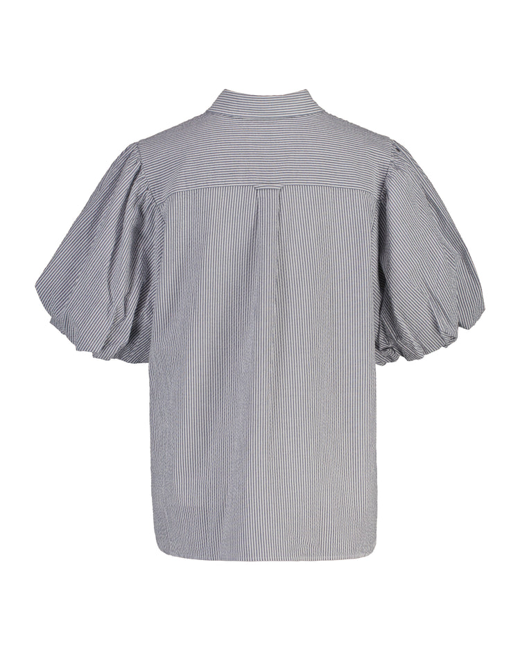 Bawełniana koszulka damska w paski regular fit granatowa