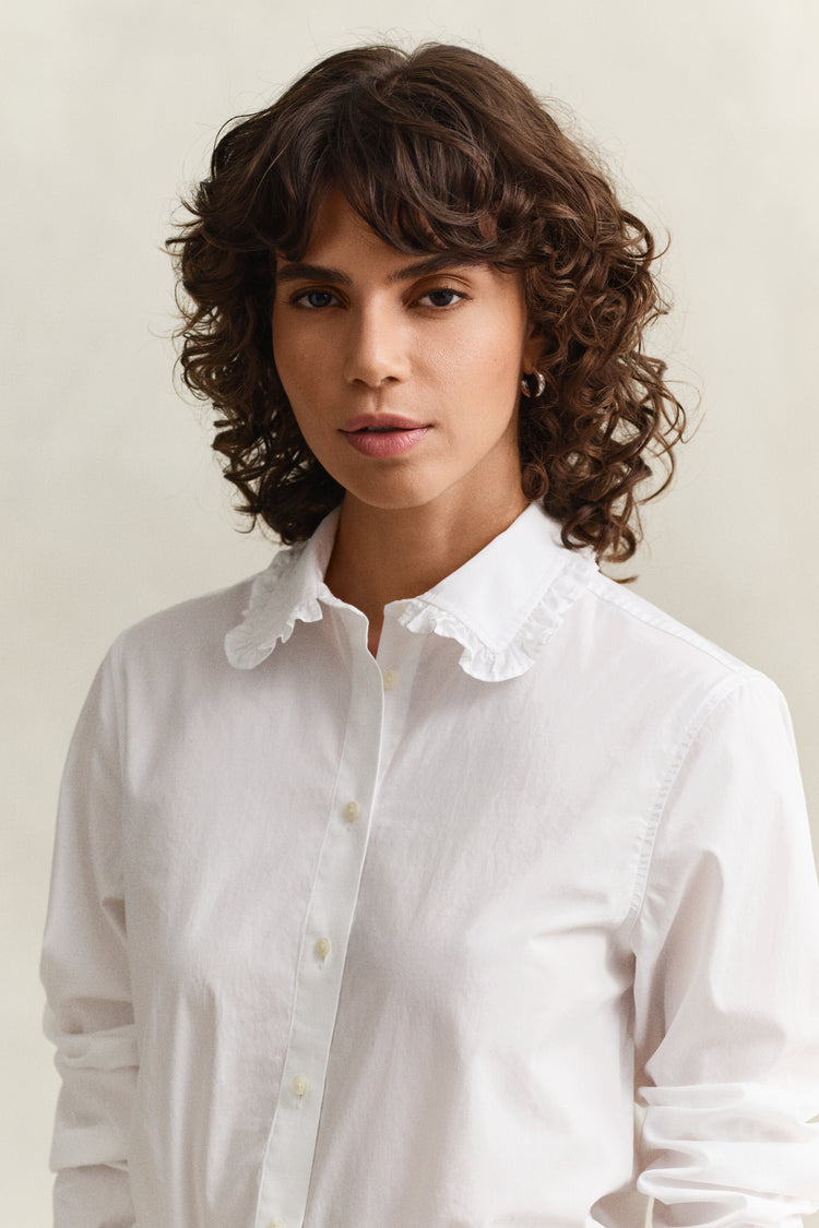 Bawełniana koszula damska z długim rękawem regular fit biała