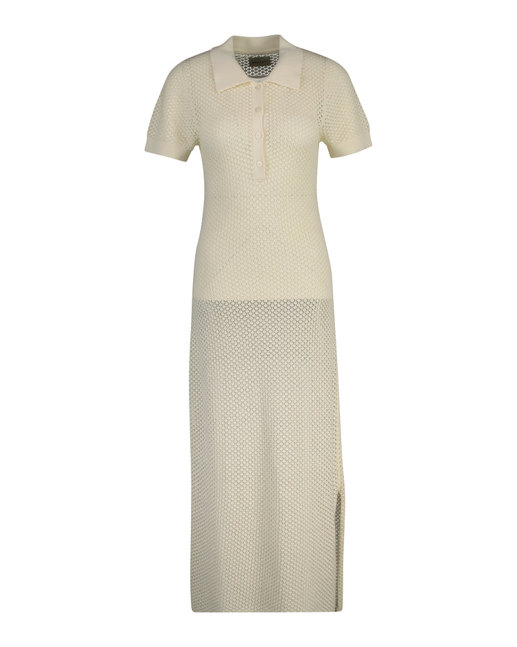 Sukienka damska z kołnierzykiem polo z krótkim rękawem regular fit biała