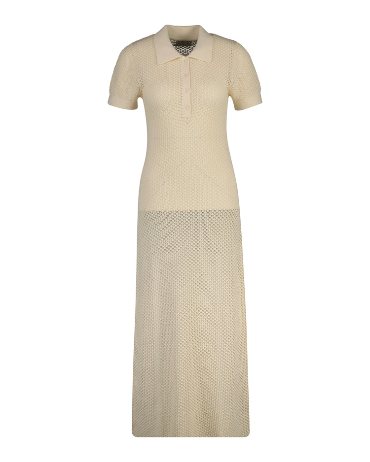 Sukienka damska z kołnierzykiem polo z krótkim rękawem regular fit biała