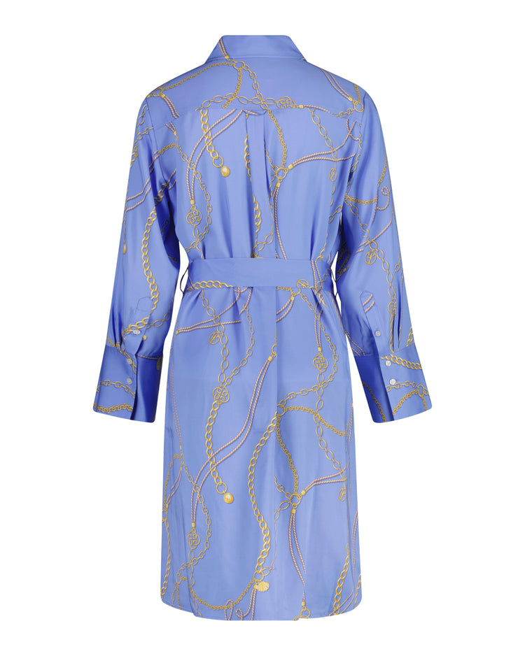 Sukienka damska z kołnierzem koszulowym z długim rękawem z nadrukiem regular fit