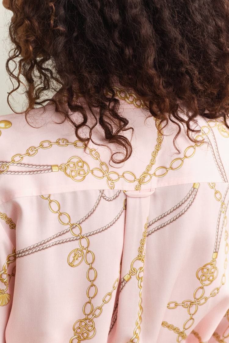 Sukienka damska z kołnierzem koszulowym z długim rękawem z nadrukiem regular fit