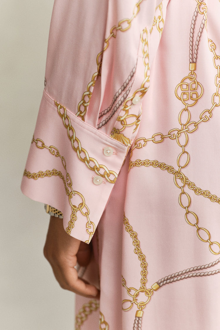 Sukienka damska z kołnierzem koszulowym z długim rękawem z nadrukiem regular fit