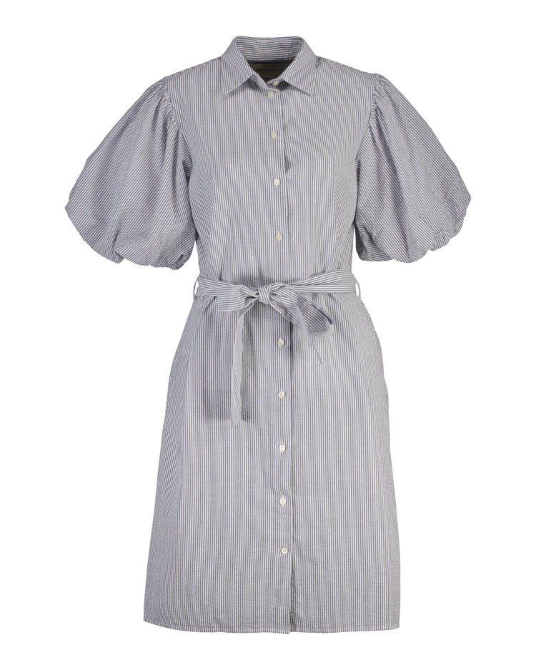 Bawełniana sukienka damska w paski z krótkim rękawem regular fit