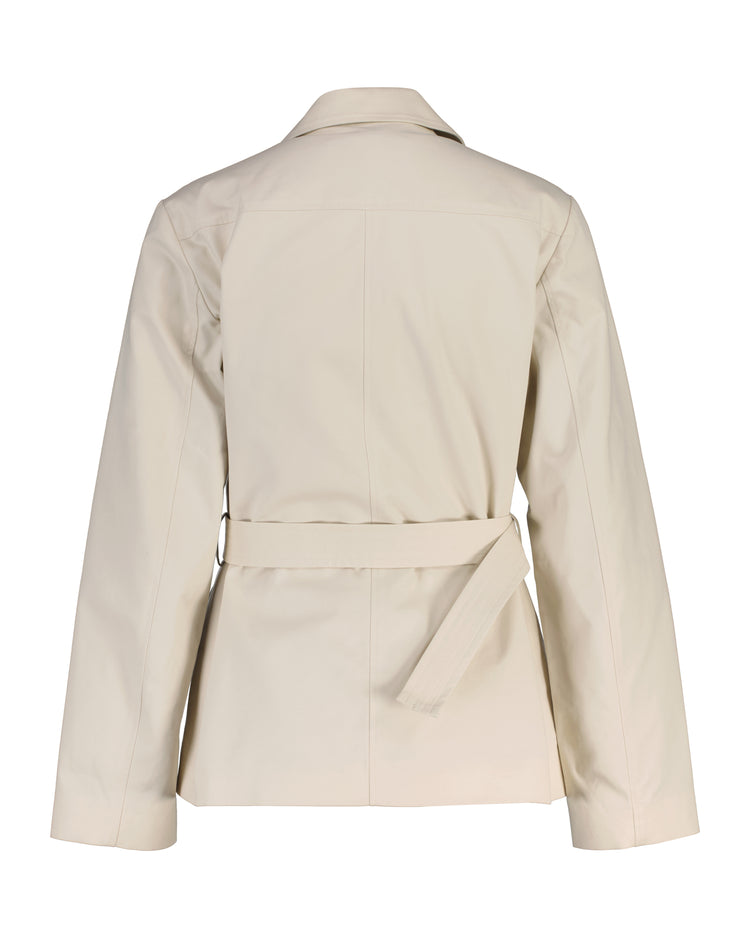 Bawełniana kurtka damska z długim rękawem regular fit beżowa