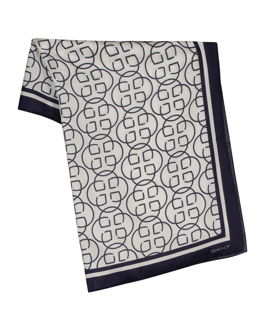 Jedwabny szalik damski z nadrukiem kremowy