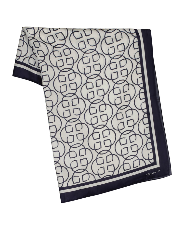 Jedwabny szalik damski z nadrukiem kremowy