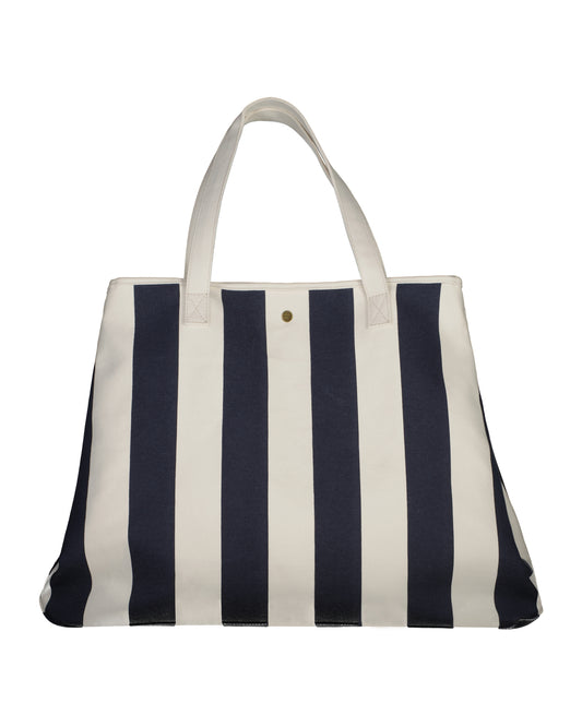 Bawełniana torba damska w paski granatowa