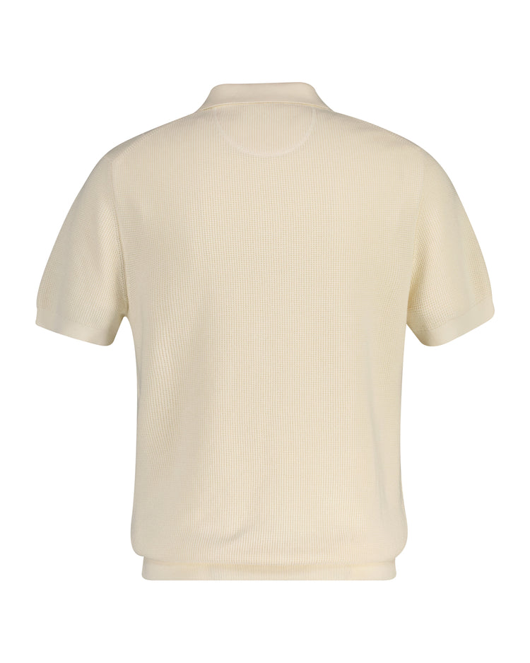 Bawełniany sweter męski z kołnierzykiem polo i krótkim rękawem regular fit