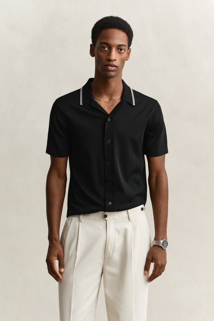 Sweter męski polo z krótkim rękawem regular fit