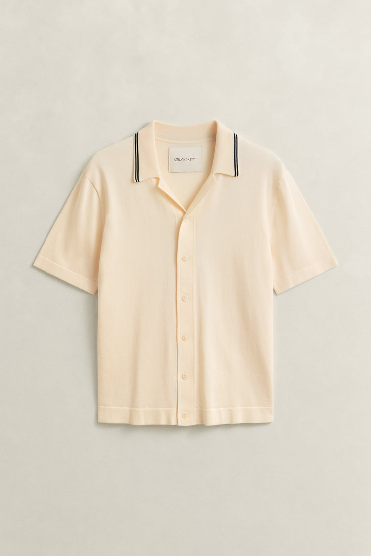 Sweter męski z kołnierzykiem polo z krótkim rękawem regular fit