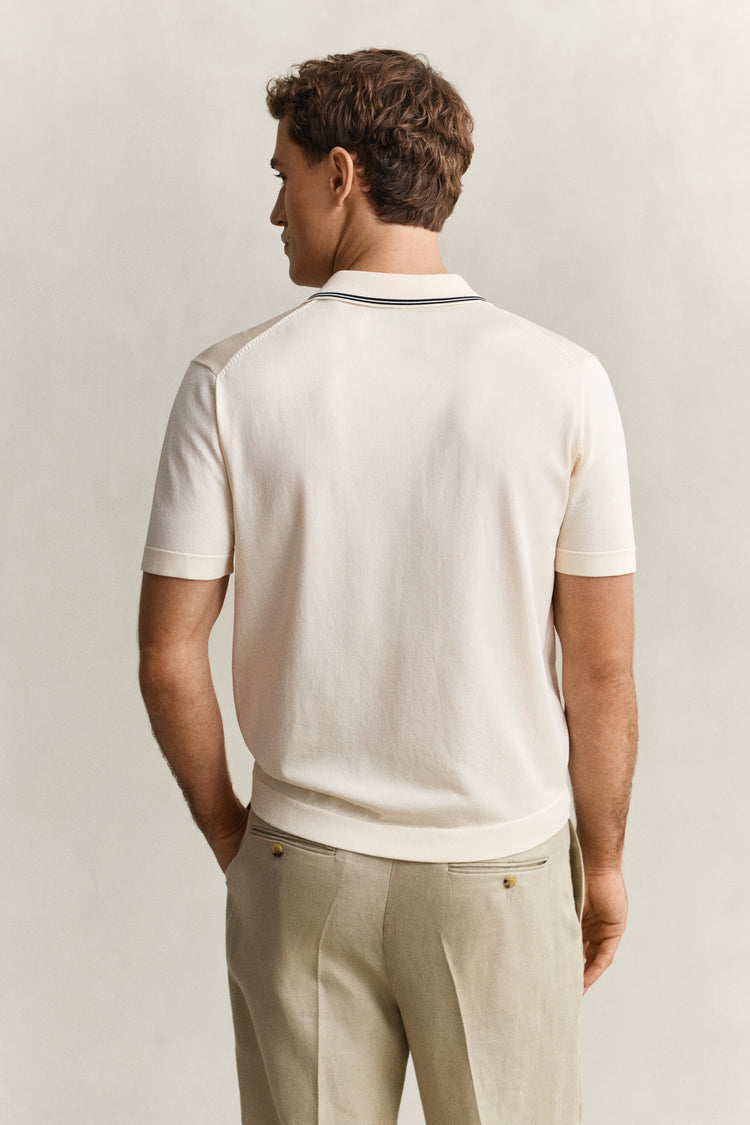 Sweter męski z kołnierzykiem polo z krótkim rękawem regular fit