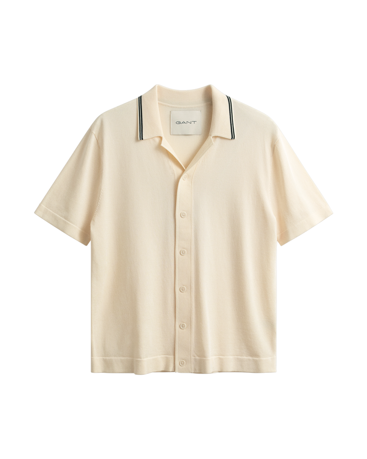 Sweter męski z kołnierzykiem polo z krótkim rękawem regular fit