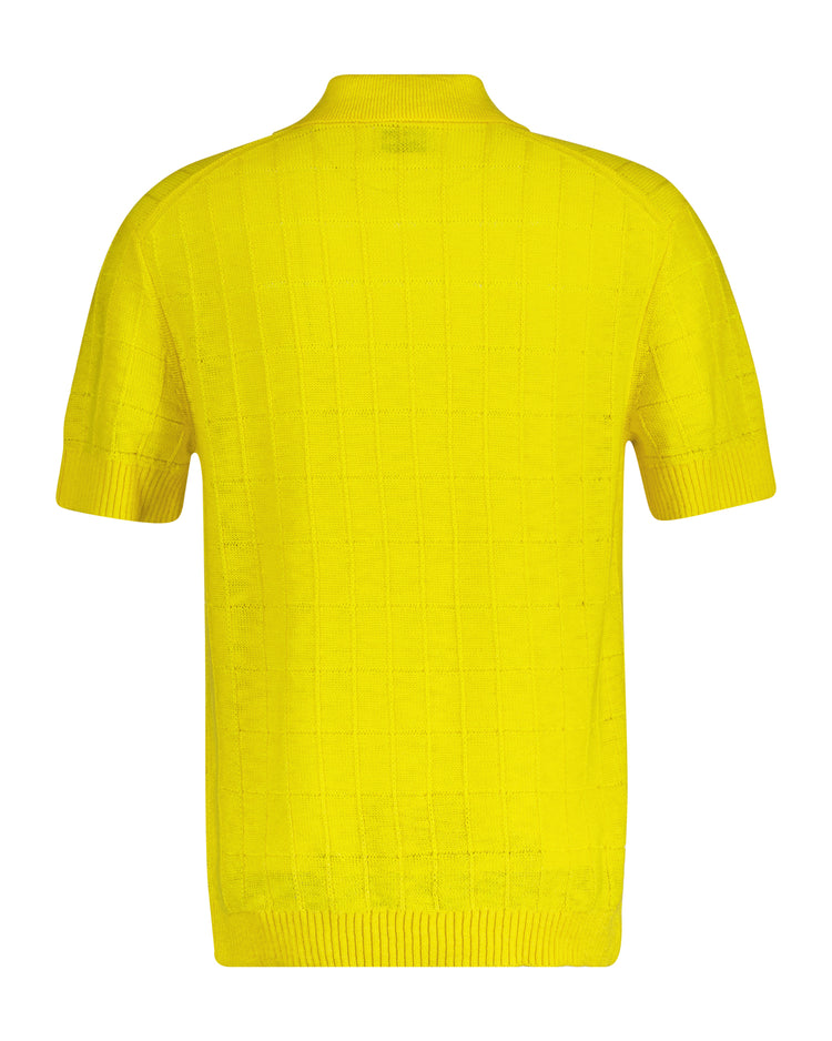 Sweter męski z kołnierzykiem polo z długim rękawem regular fit żółty