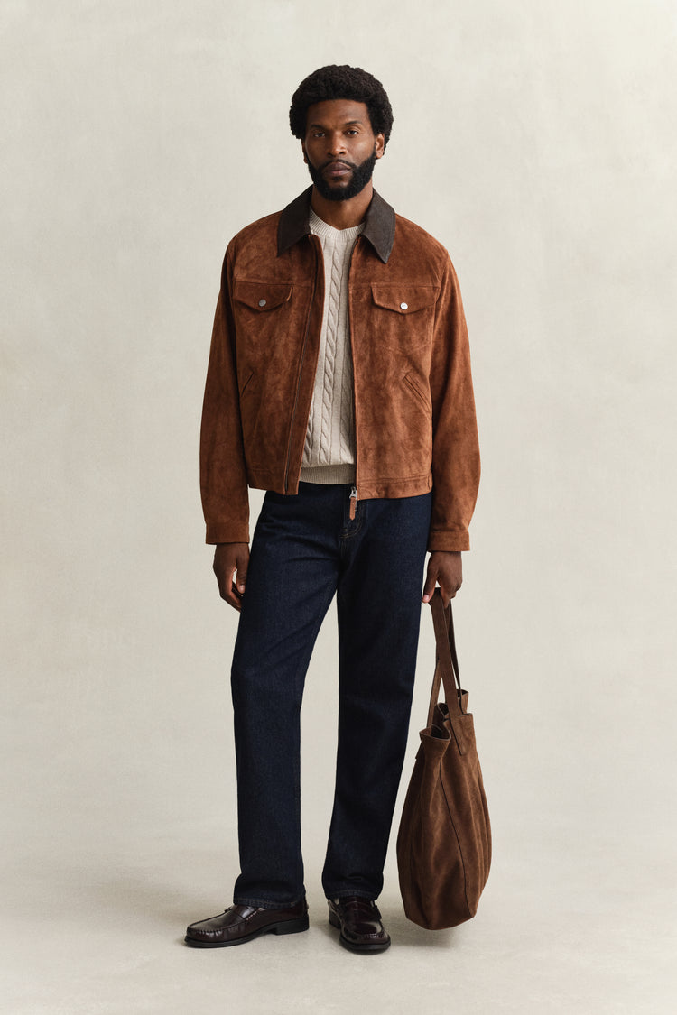 Bawełniany sweter męski z okrągłym dekoltem i krótkim rękawem regular fit