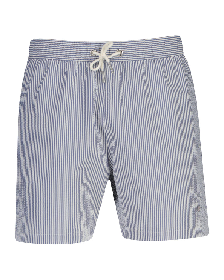 Szorty kąpielowe męskie w paski regular fit niebieskie
