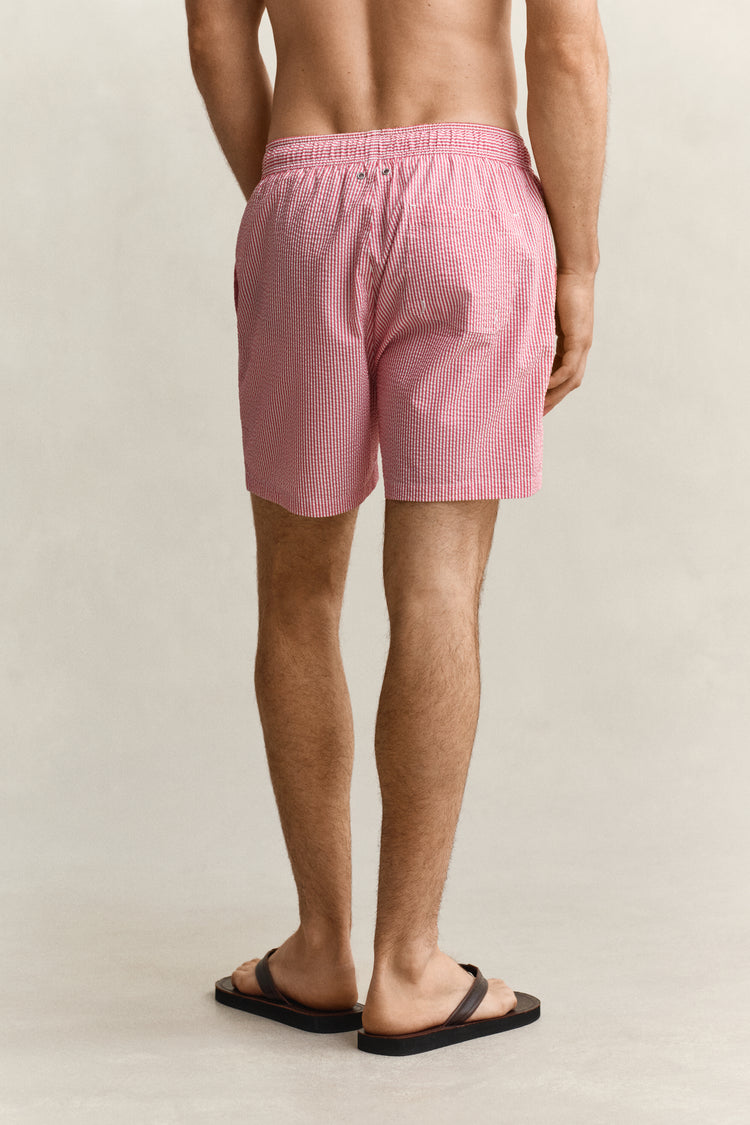 Szorty kąpielowe męskie w paski regular fit czerwone