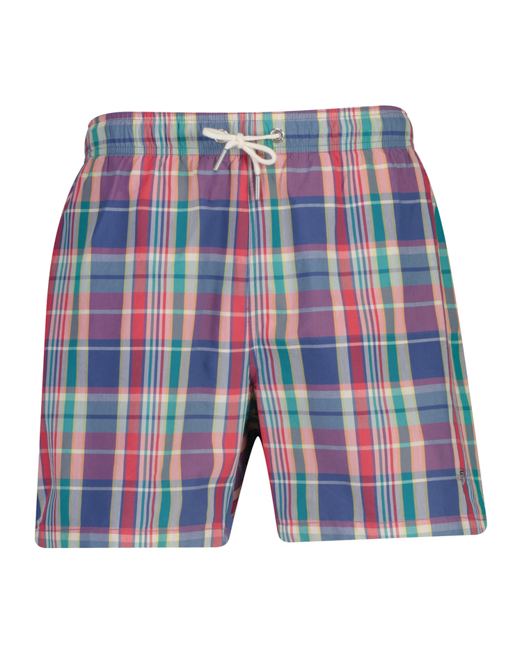 Szorty kąpielowe męskie w kratkę regular fit czerwone