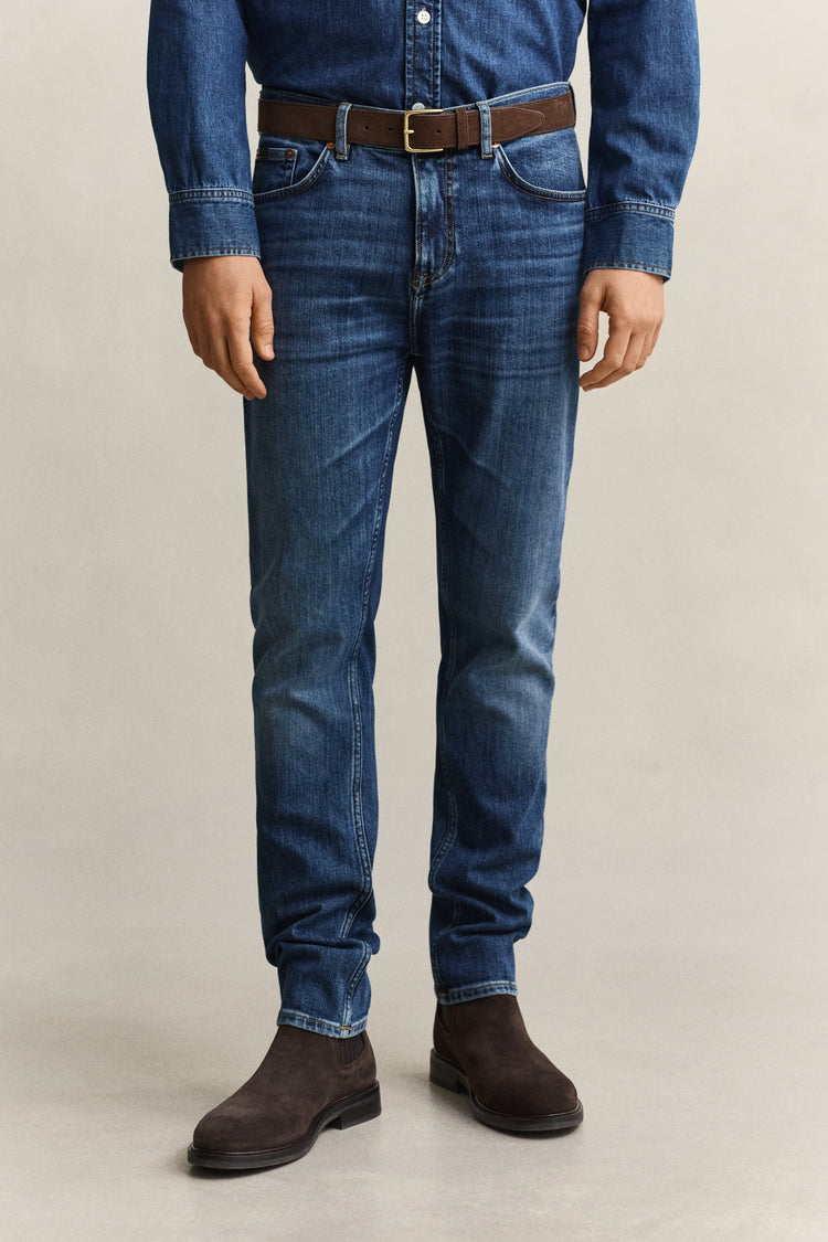 Jeansy męskie slim fit niebieskie