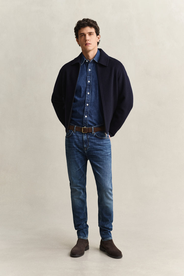 Jeansy męskie slim fit niebieskie