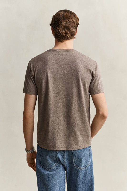 T-shirt Shield męski regular fit brązowy