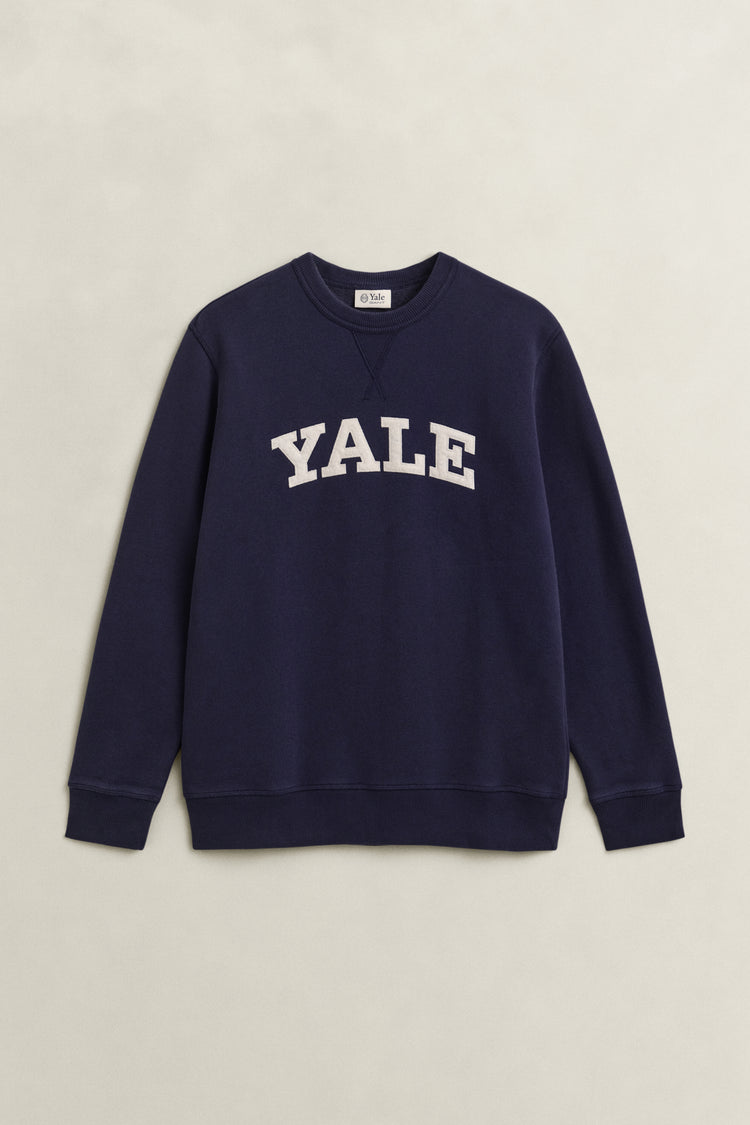 Sweter Yale męski z okrągłym kołnierzykiem granatowy