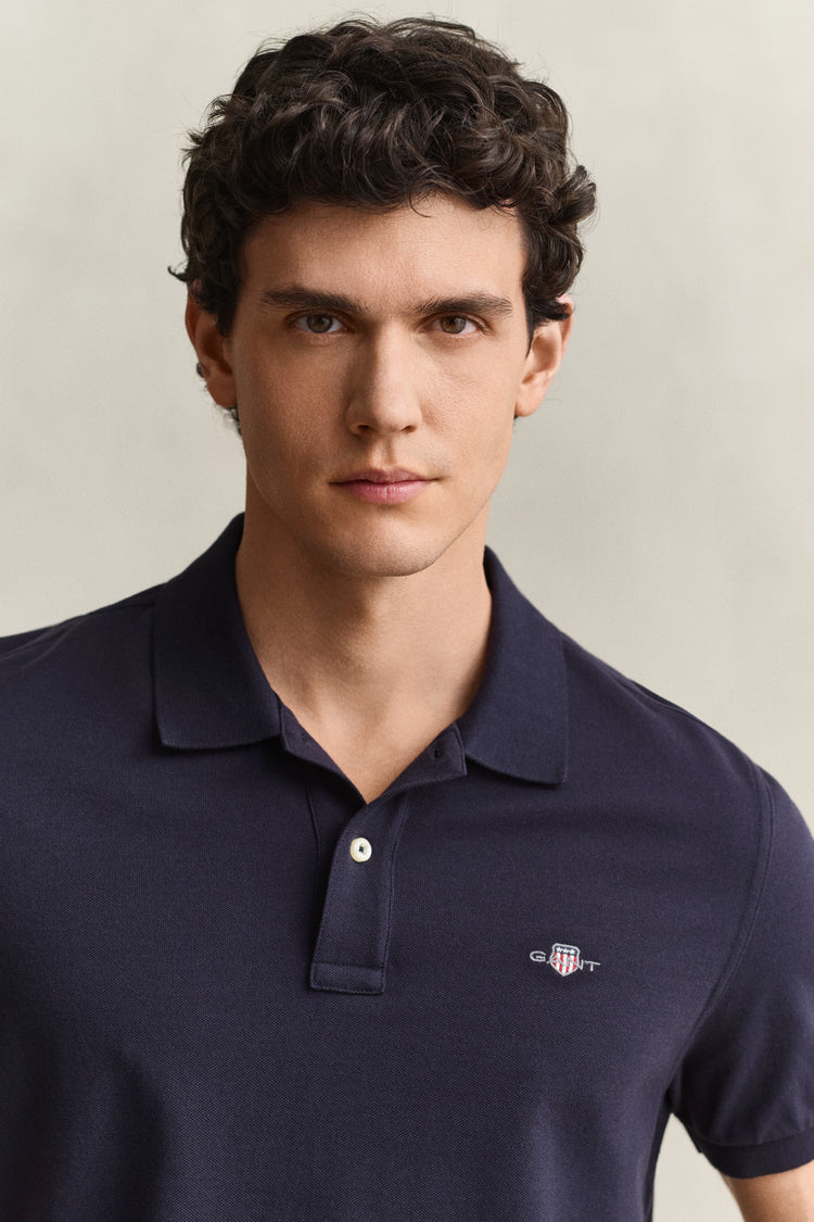 Koszulka polo męska regular fit granatowa