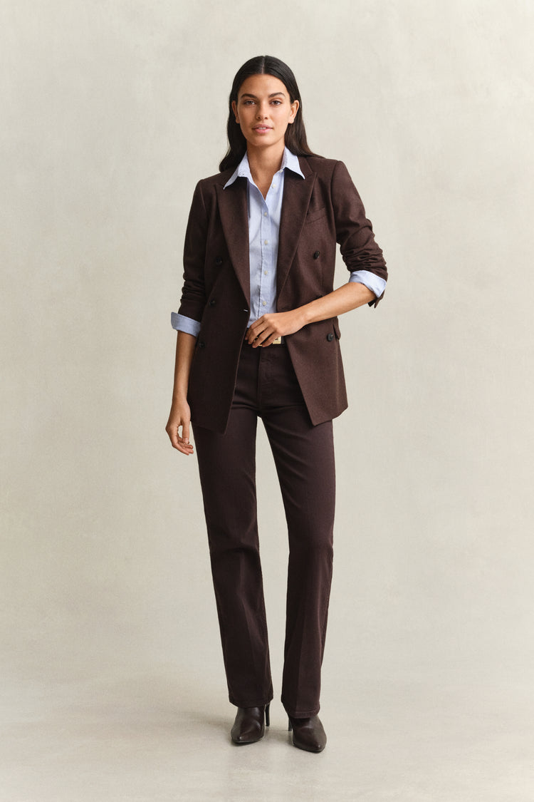 Jeansy damskie flare fit brązowe