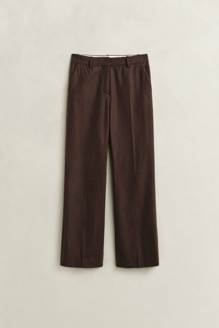 Spodnie damskie flare fit brązowe