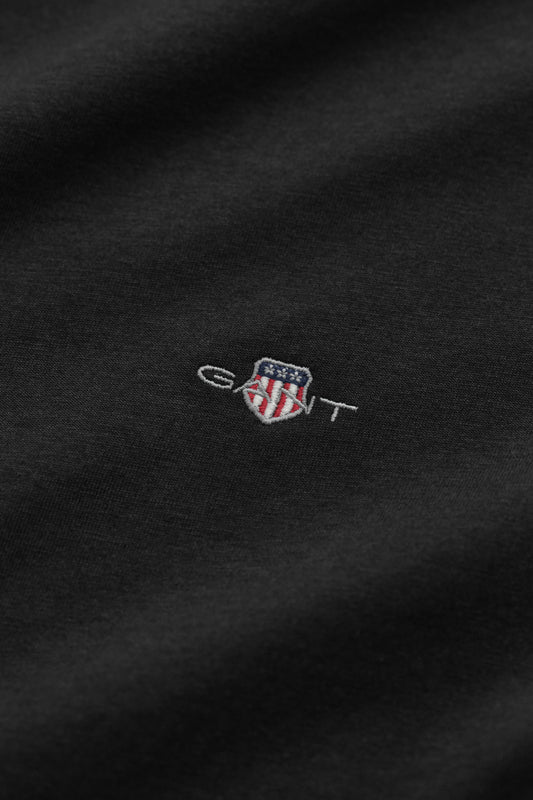 T-shirt męski z okrągłym dekoltem slim fit czarny