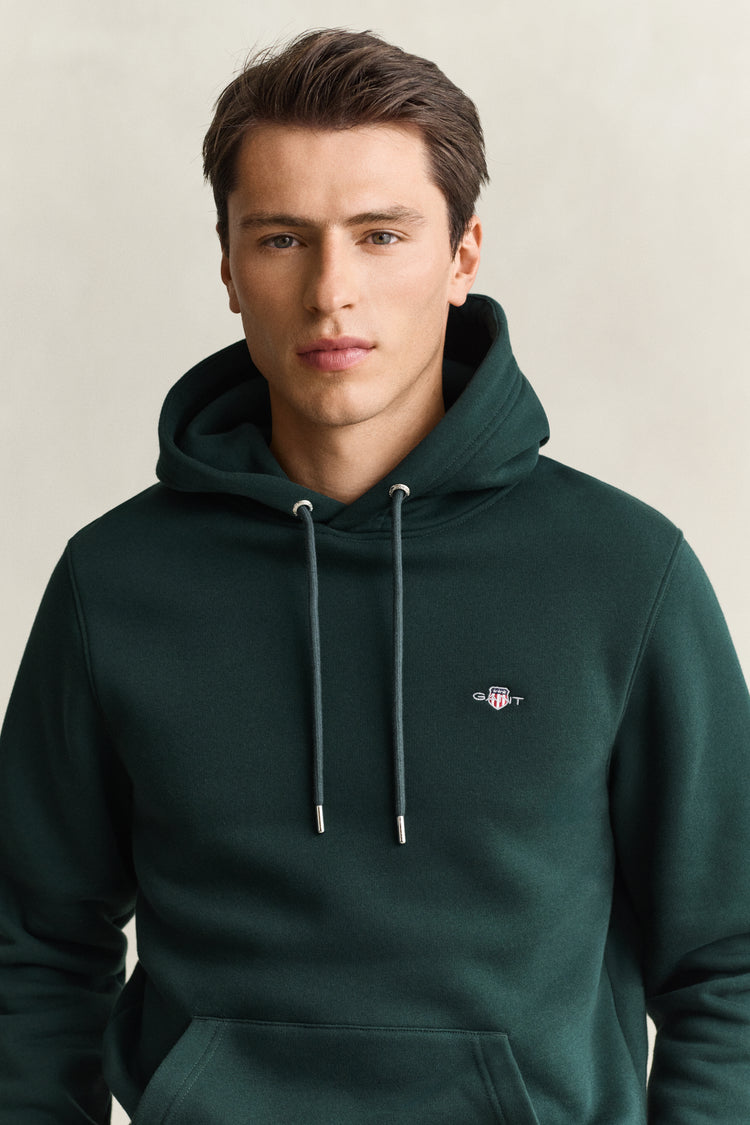 Bluza męska z kapturem regular fit butelkowa zieleń