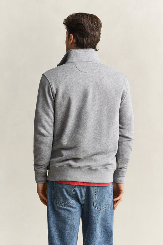 Bluza męska z zamkiem do połowy regular fit szara