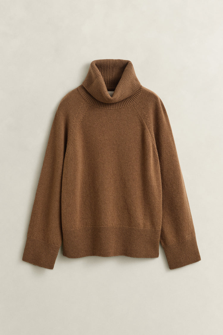 Sweter damski relaxed fit brązowy