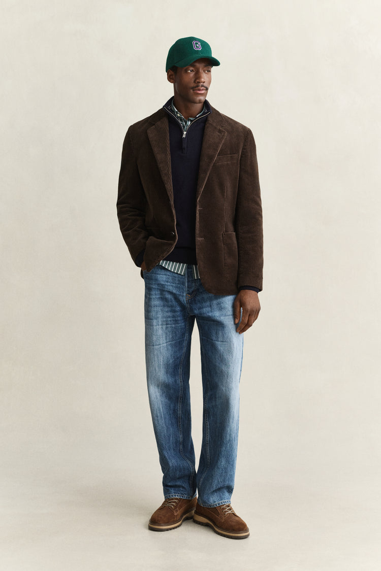 Sweter z wełny jagnięcej męski okrągły kołnierzyk regular fit granatowy