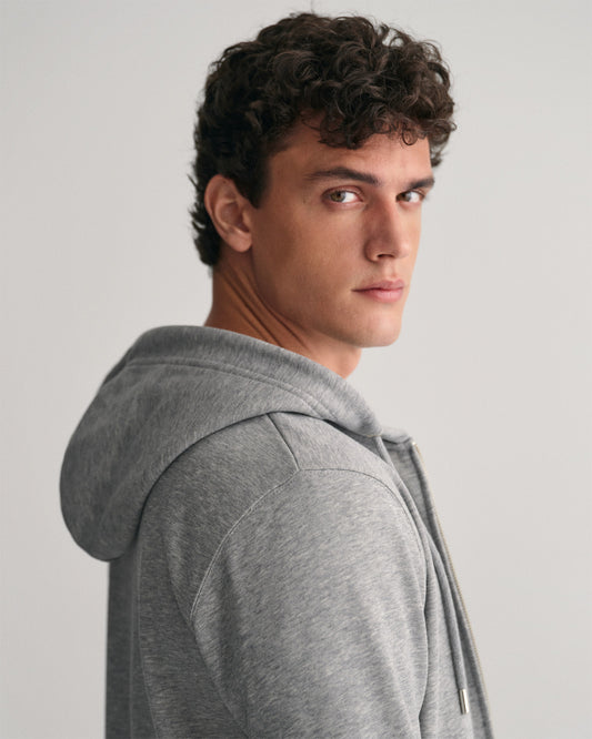 Bawełniana bluza męska z zamkiem regular fit szara