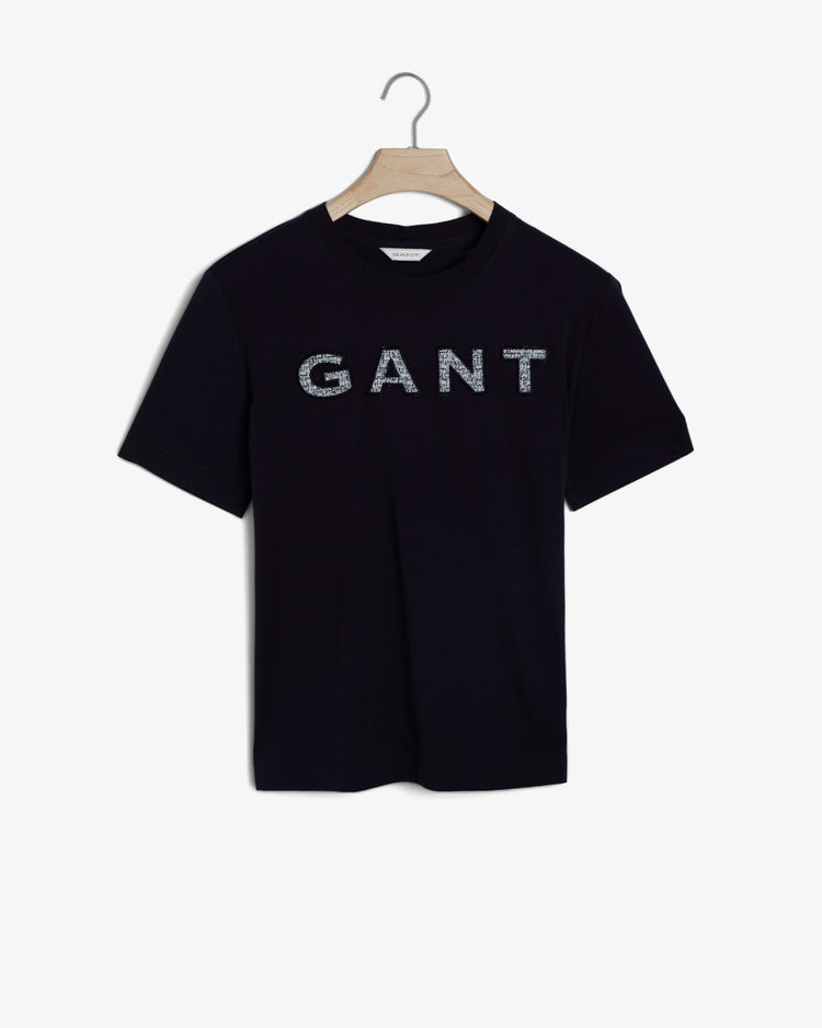 Bawełniany t-shirt damski z nadrukiem relaxed fit czarny