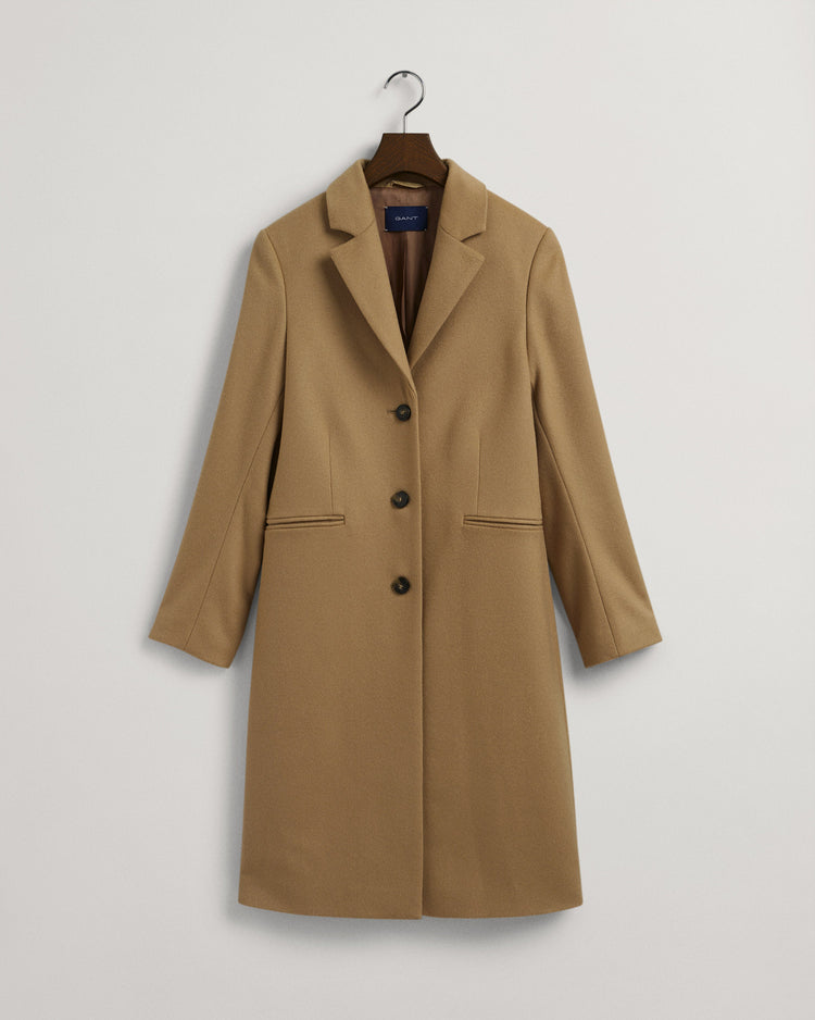 Damski dopasowany płaszcz z mieszanki wełny