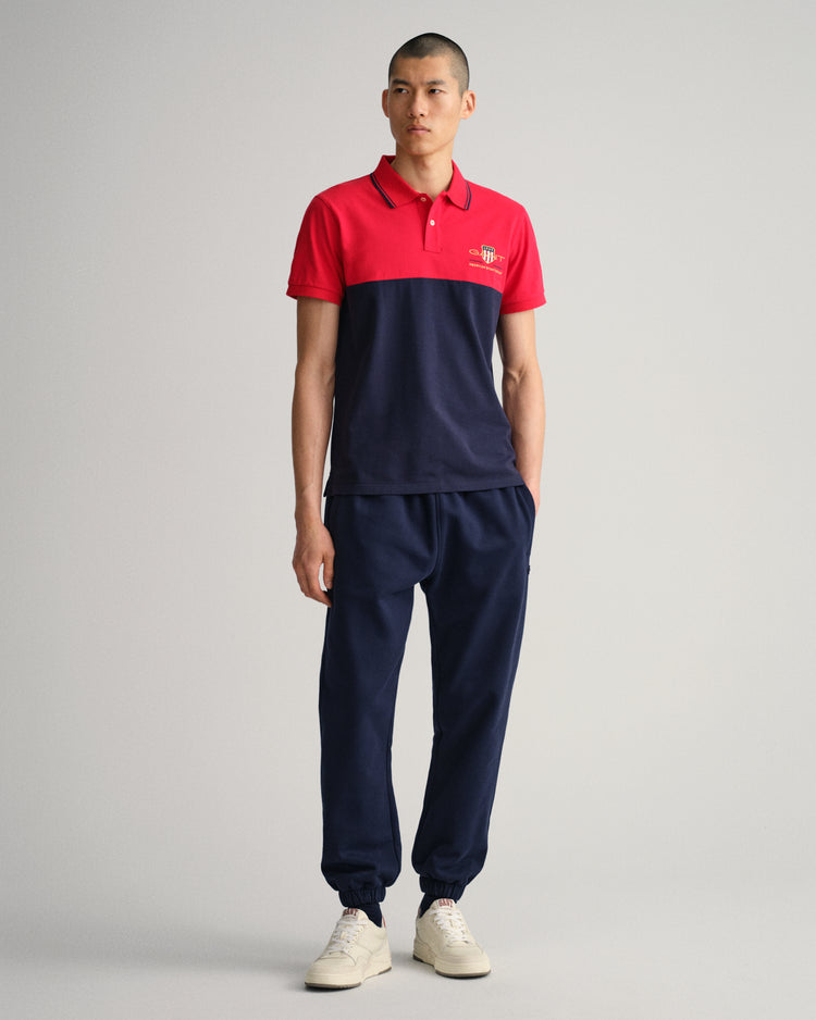 Męska czerwona regular fit polo z logo