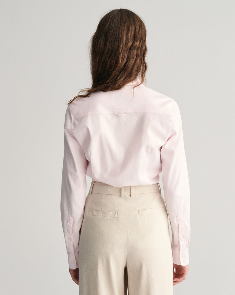 Koszula damska z długim rękawem slim fit różowa