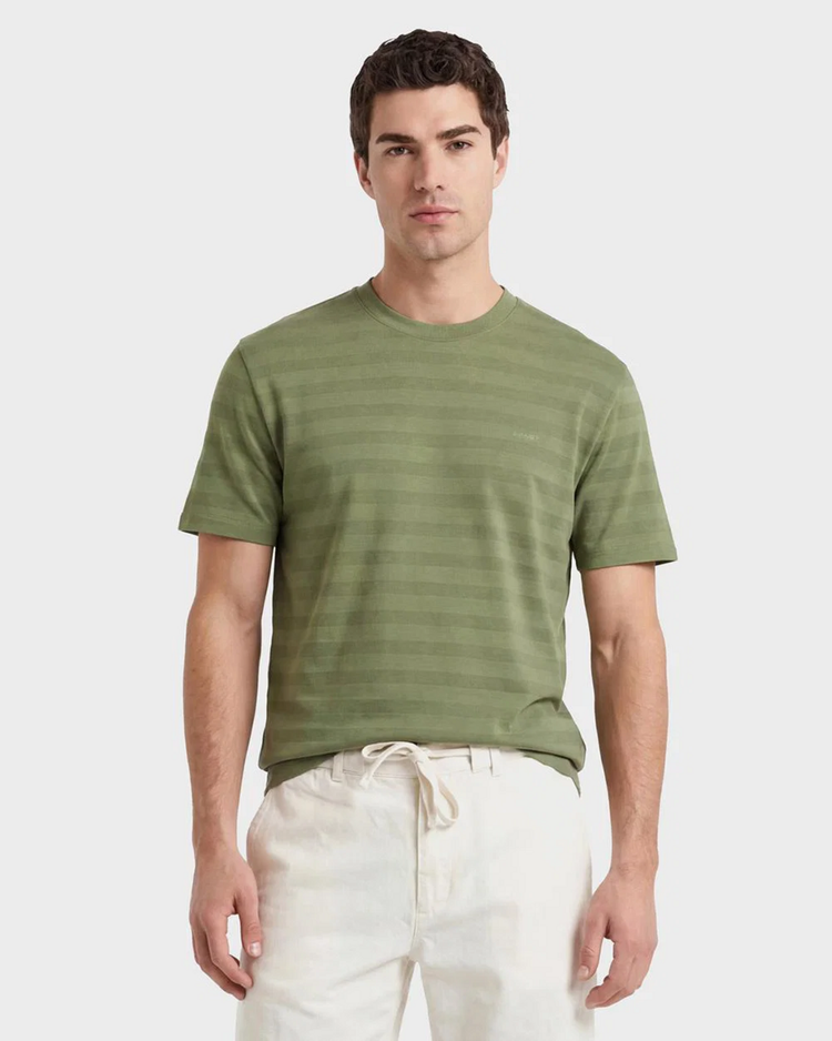 Bawełniany t-shirt męski w paski z okrągłym kołnierzykiem regular fit