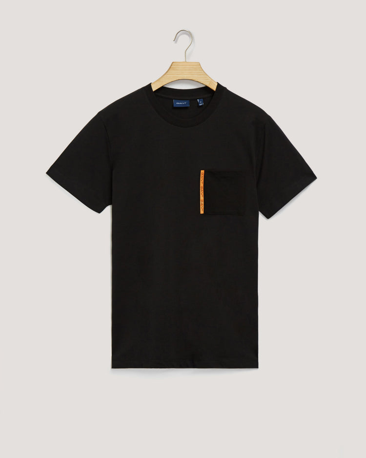 Bawełniana koszulka męska z okrągłym kołnierzykiem regular fit czarna