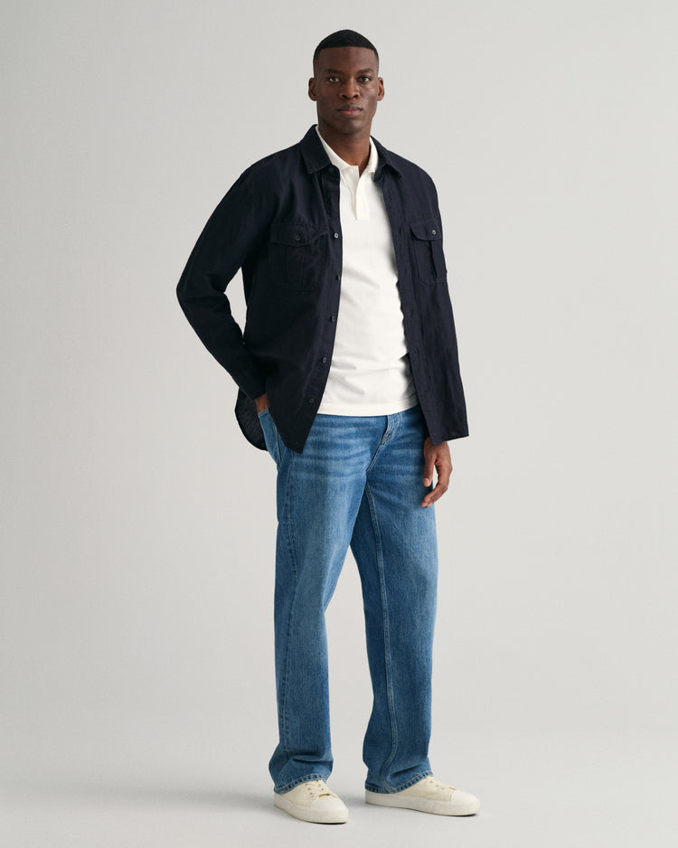 Bawełniany polo męski z krótkim rękawem regular fit beżowy