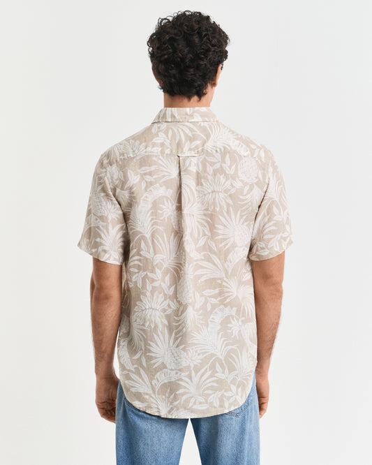 Koszula męska z krótkim rękawem regular fit beżowa