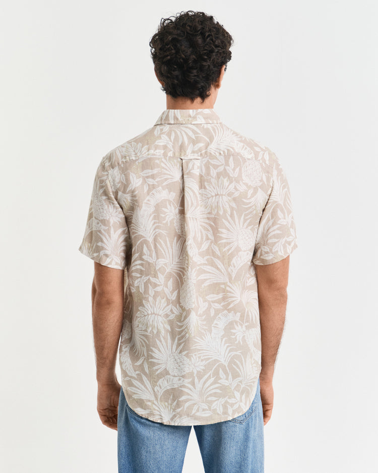 Koszula męska z krótkim rękawem regular fit beżowa