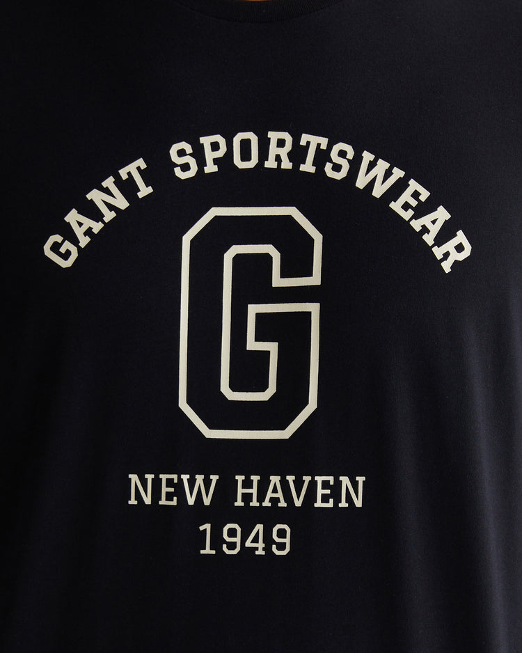 T-shirt męski z nadrukiem okrągły kołnierzyk regular fit czarny