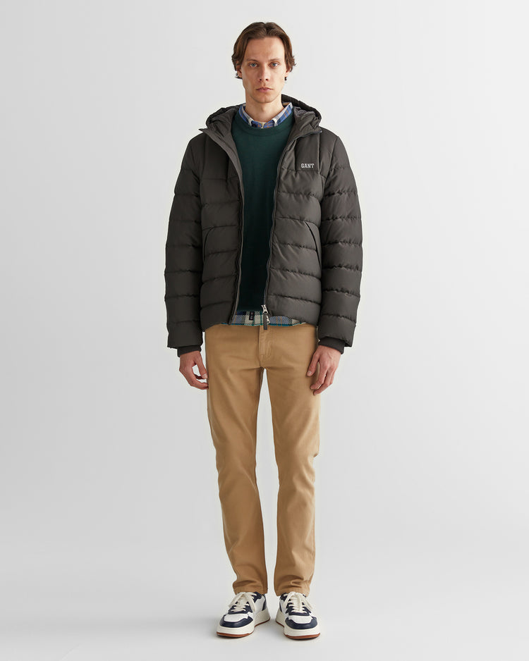 Kurtka męska z kapturem z nadrukiem regular fit szara