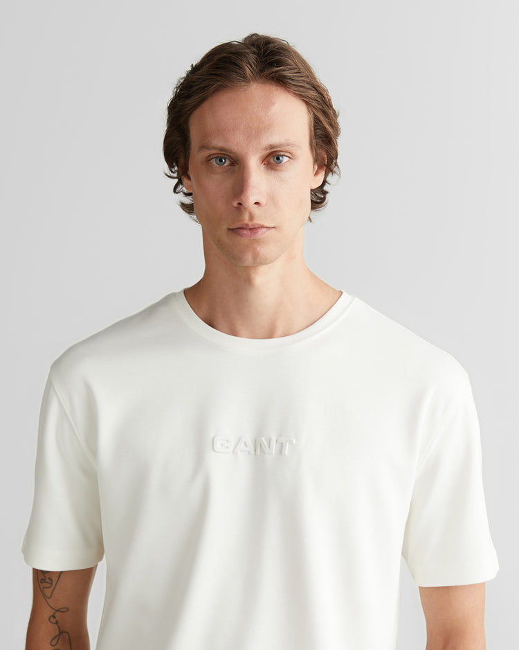 T-shirt męski okrągły kołnierzyk relaxed fit biały