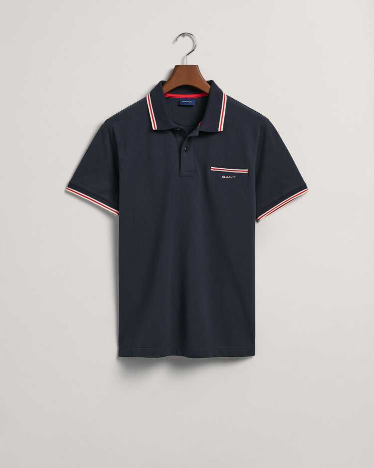 Polo męskie z kołnierzykiem polo krótki rękaw regular fit granatowe