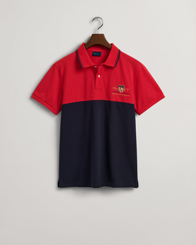 Męska czerwona regular fit polo z logo
