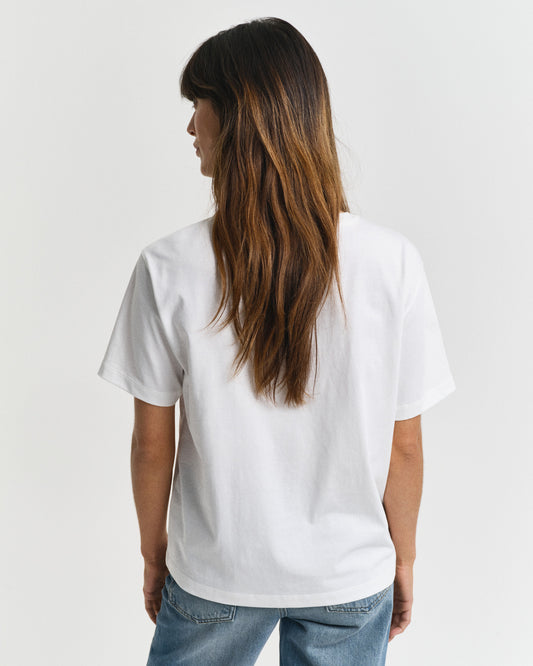 Koszulka damska z nadrukiem i okrągłym kołnierzykiem relaxed fit